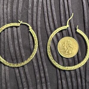 Sterling silver Large crystal Hoop earrings Filigree .925
